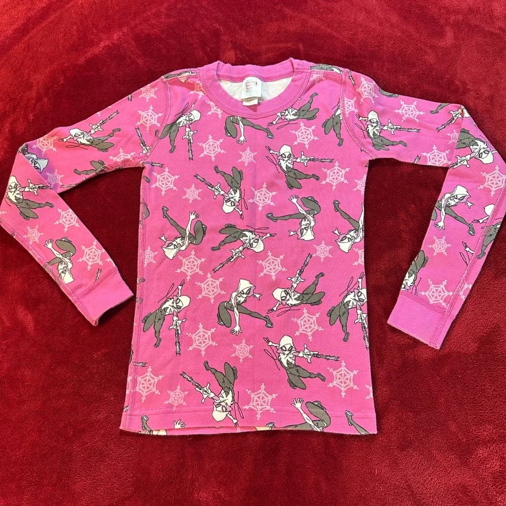 Hanna Andersson Marvel Ghost-Spider Pink Cotton Pajamas Kids Size 10 140cm‎